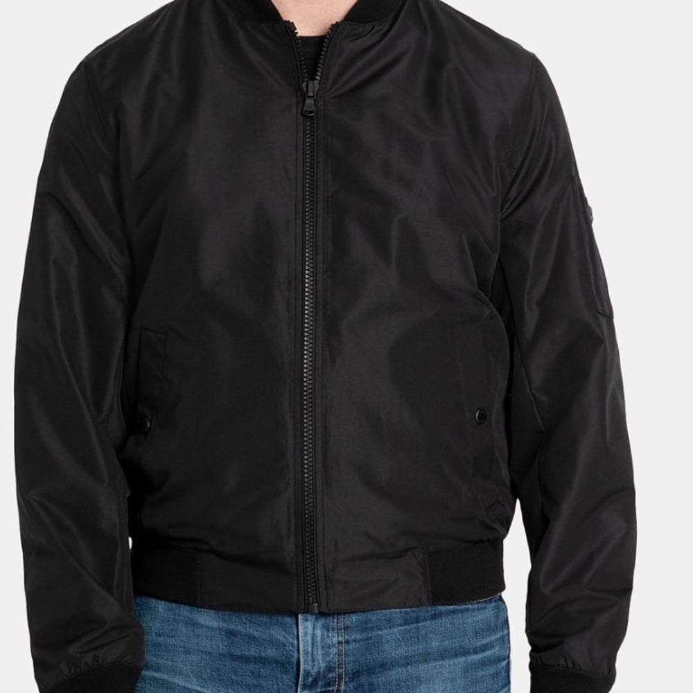 Michael Kors Menswear New Jet Black Varsity Bomber Jacket